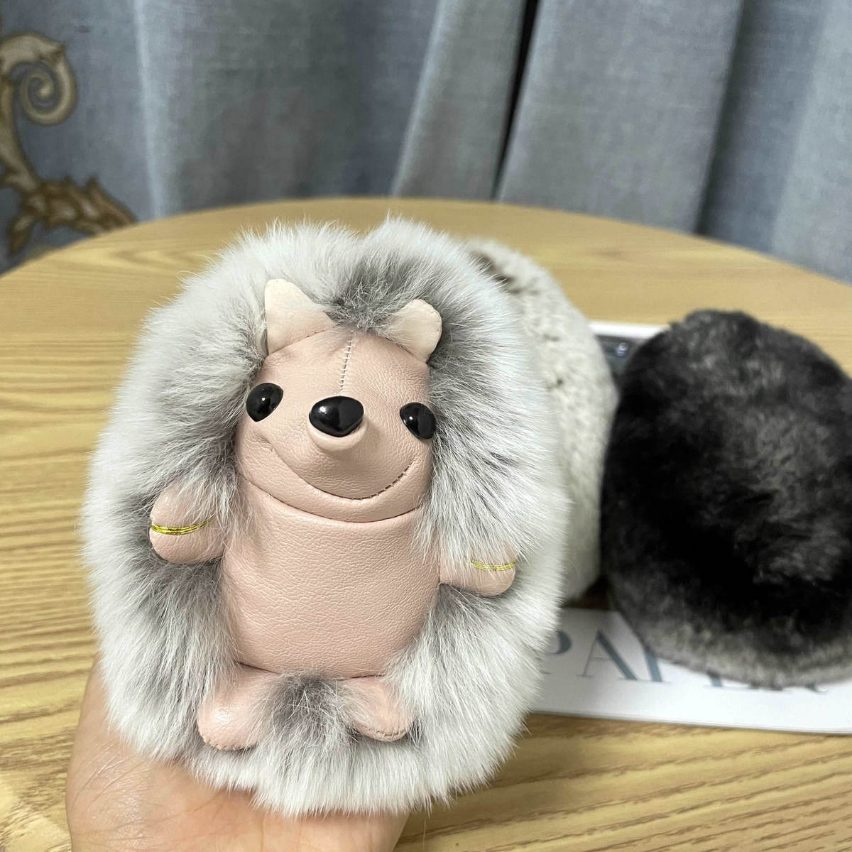 Mink Fur Hedgehog Keychain Bag Accessory