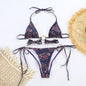 Metal Three-ring Printed Micro Bikini