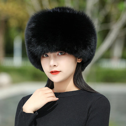 Warm Fox Fur Pom Pom Hat - Winter Accessory