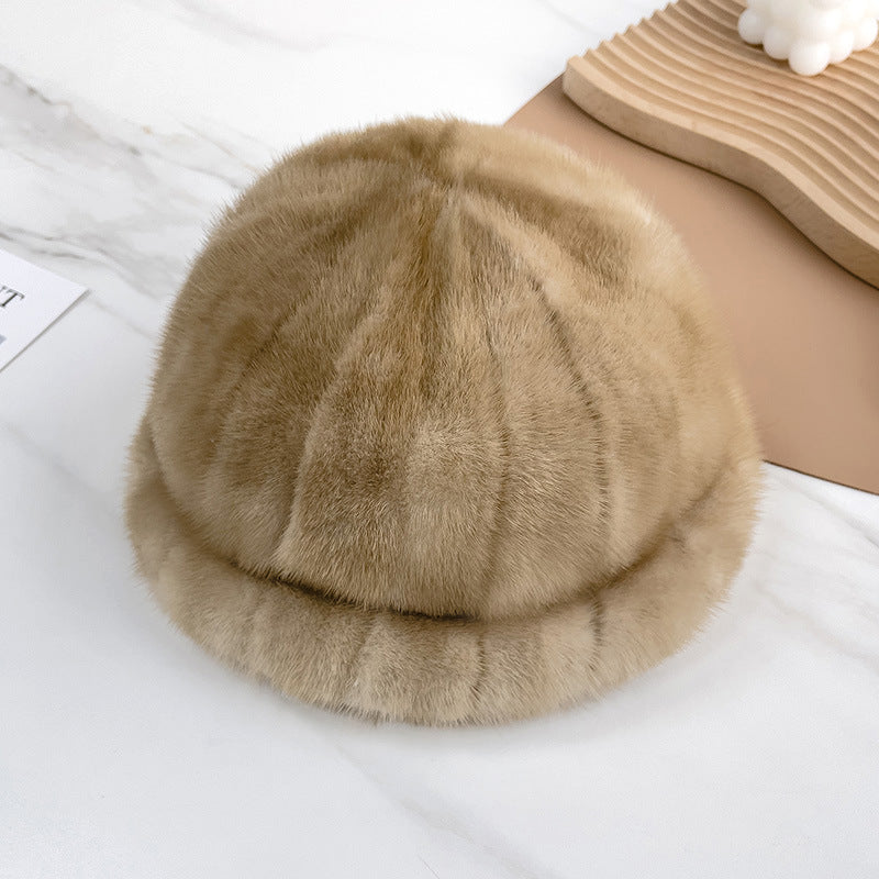 Elegant Mink Fur Beret - Warm Winter Accessory