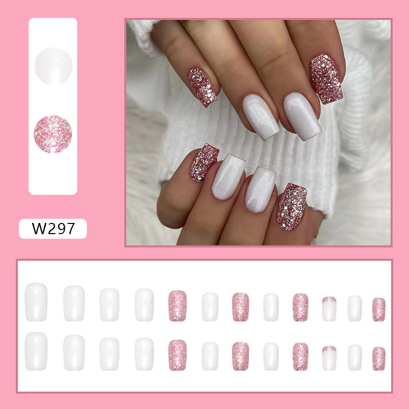 Mid-Length Square Flash Aurora Nails for Ins Style