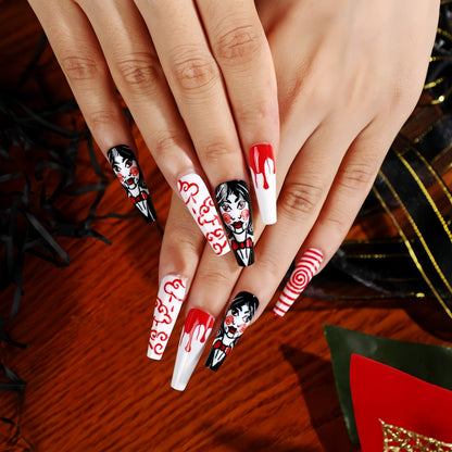 Ins Style Halloween Circle Press-On Nails Set of 24