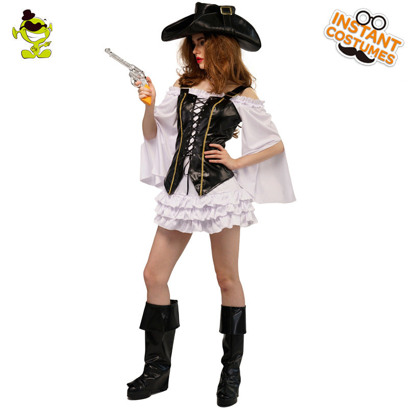 Sexy Halloween Cosplay Pirate Leather Costume