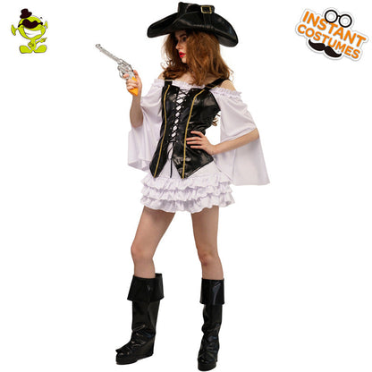 Sexy Halloween Cosplay Pirate Leather Costume