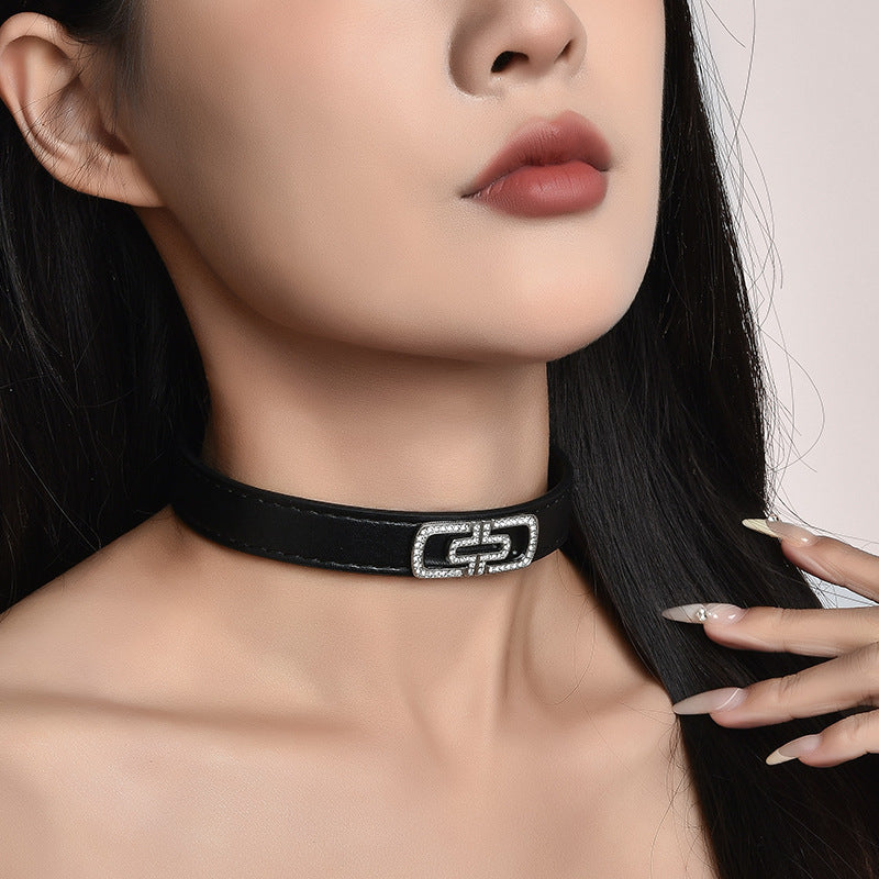 Couple Paperclip Leather Choker