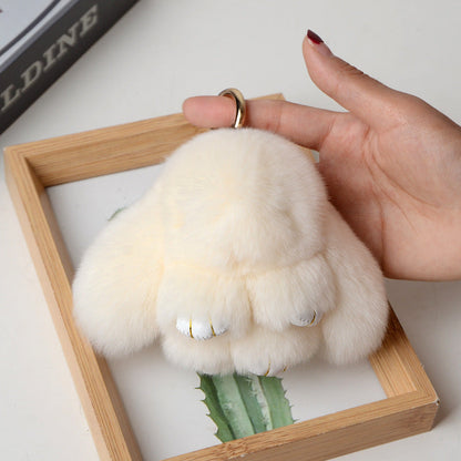 Wholesale Cute Faux Fur Bunny Keychain - Mini Decor