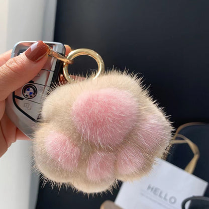 Cute Cat Paw Fluffy Charm - Keychain & Bag Accessory