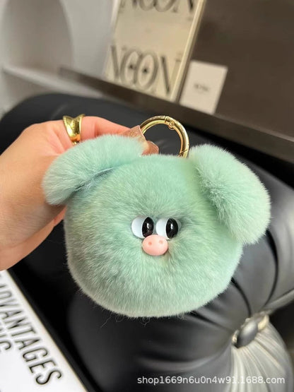 Cute Rabbit Fur Pig Keychain Plush Toy