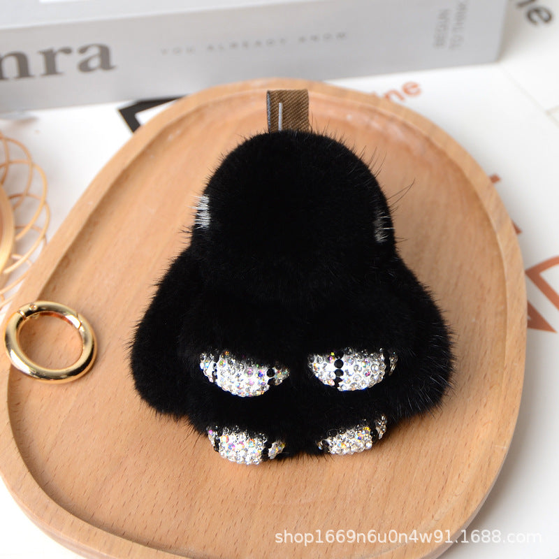 Cute Real Mink Bunny Keychain Plush Bag Charm