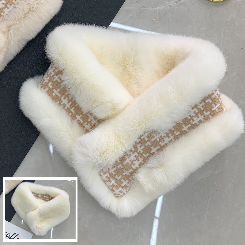 Double-Sided Real Rabbit Fur Scarf - Women's Winter Neck Warmer