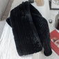 Long Hand-Knitted Real Rabbit Fur Winter Scarf