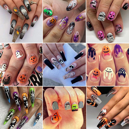 New FashionHalloween Bat and Ghost Face Nail Tips