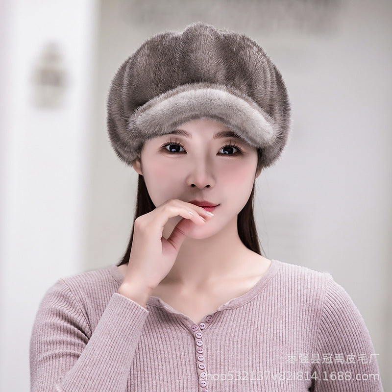 Winter Mink Fur Beret - Stylish & Warm