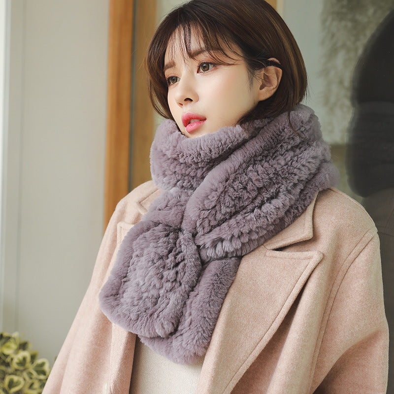 Long Real Rabbit Fur Scarf - Winter Fashion Accessory