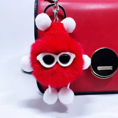 Cute Fuzzy Coal Ball Charm - Keychain & Bag Accessory