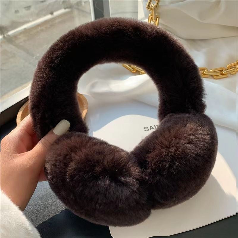 Cute Winter Real Rabbit Fur Ear Muffs - Foldable & Warm