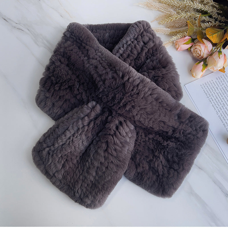 Wide Real Rabbit Fur Scarf - Cozy Winter Accessory