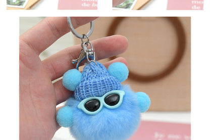 Cute Real Rabbit Fur Coal Ball Charm - Trendy Keychain