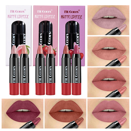 New Fashion 2-Pack Velvet Matte Lip Pencils for Long-Lasting Wear-Homeunderwear