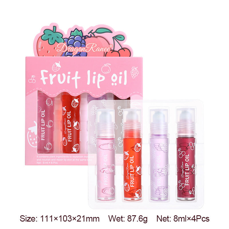 4-Pack Roll-On Lip Oil Set for Hydration