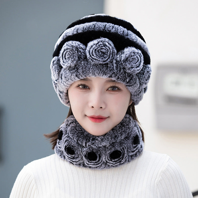 Stylish Real Rabbit Fur Ear Flap Hat - Warm Winter Accessory