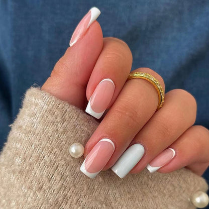 Simple White French Nails, Universal Solid Color Design