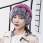 Winter Real Rabbit Fur Ear Flap Hat & Scarf Set