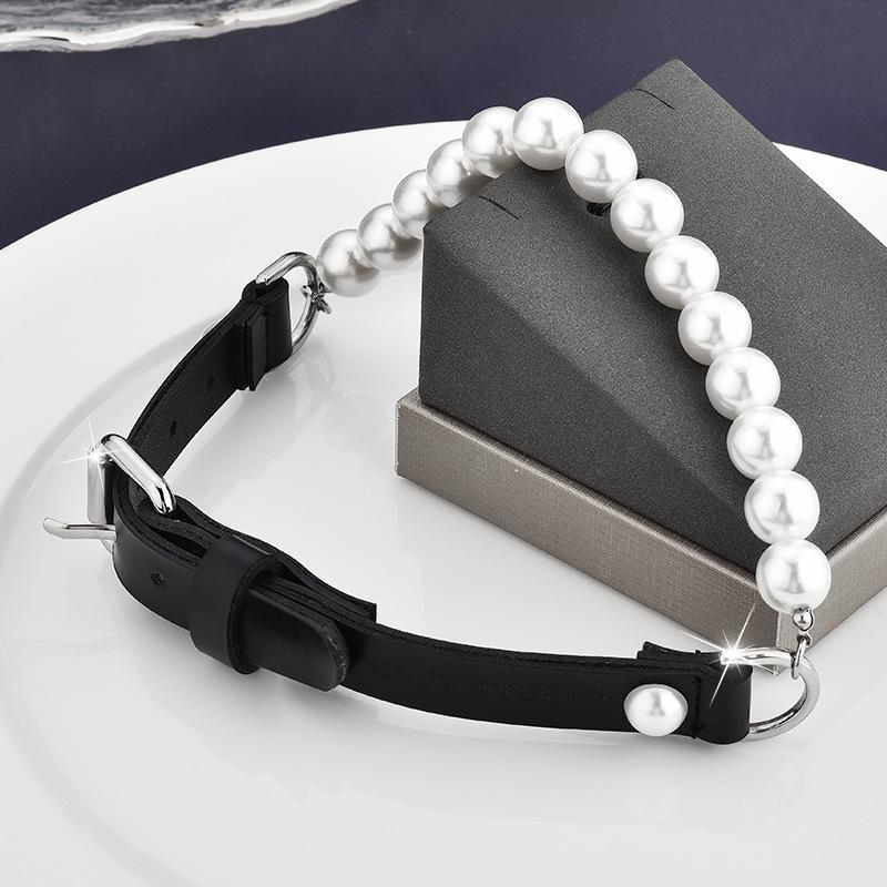 New Leather Pearl Choker