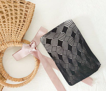 Ins Japanese AB Diamond Striped Love Jacquard Hollow Mesh Socks Pantyhose