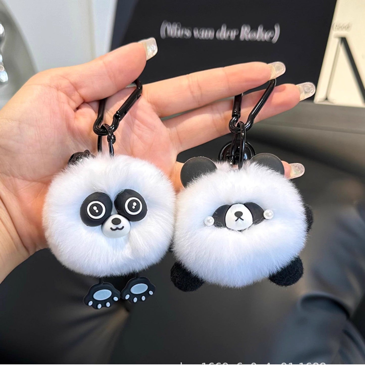 Cute Pom Pom Panda Keychain Fuzzy Toy Charm