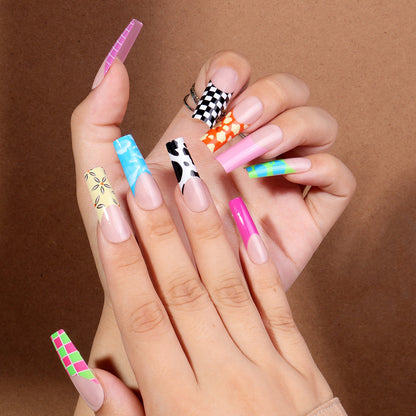 Ultra Long Water Pipe Nail Extensions, Multi-Pattern Design