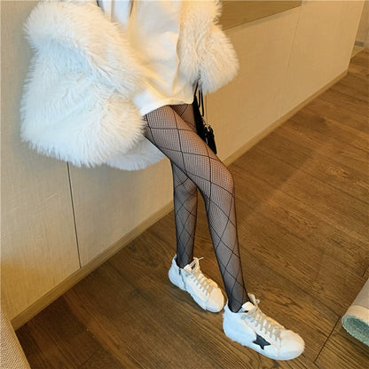 Sexy Black Rhombus Mesh Fishnet Stockings Pantyhose