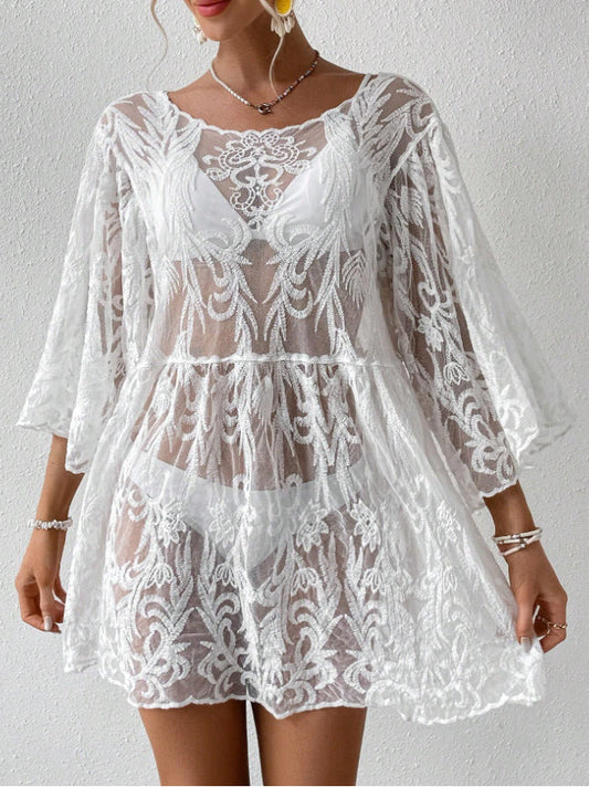 Sexy Lace Vacation Beach Cover-up Outerwear  Swimwear