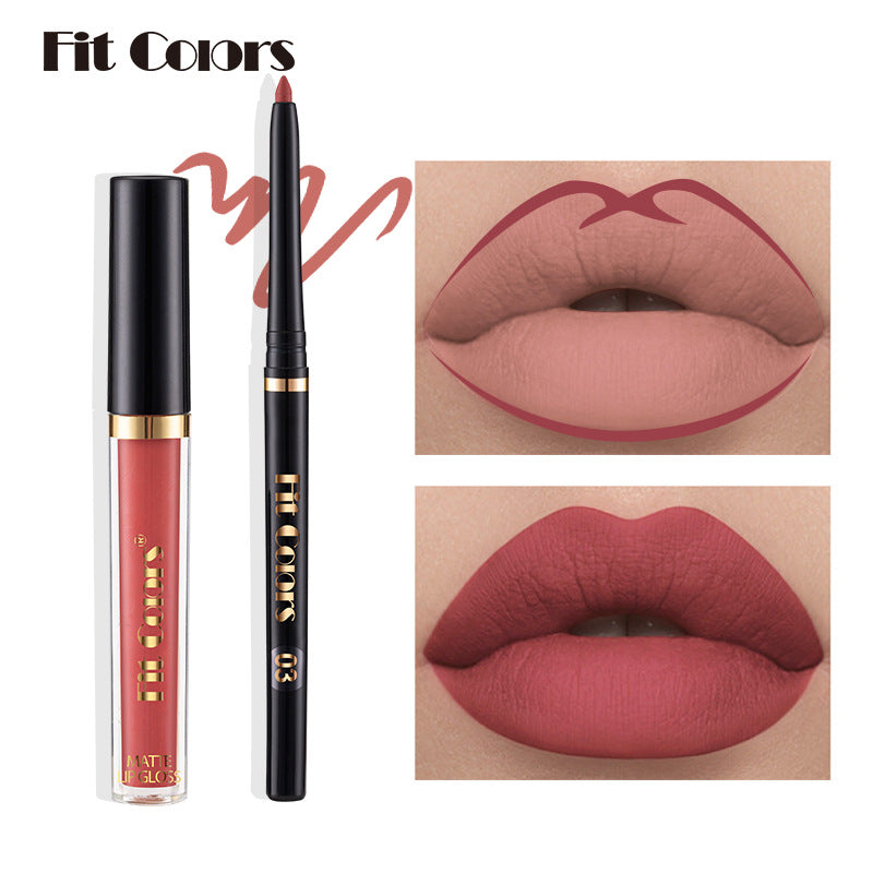 New Fashion 6-Pack Matte Lip Gloss and Liner Set for Long-Lasting Wear-Homeunderwear