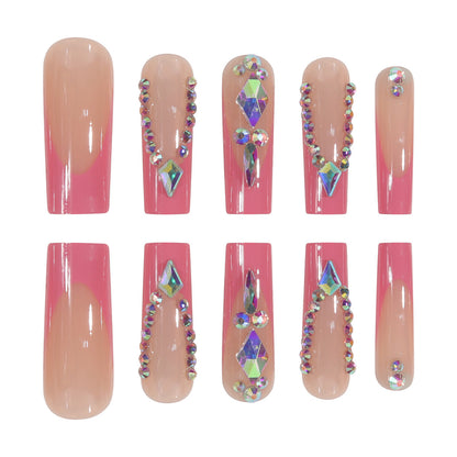 Long French Tip Luxury Nail Extensions, Sweet Style