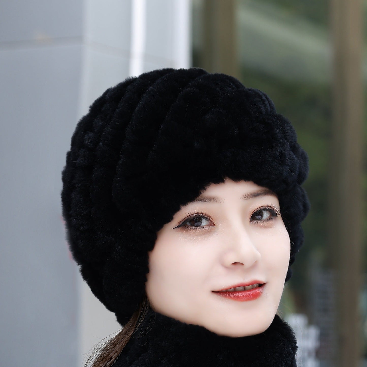 Winter Knit Real Rabbit Fur Hat - Warm & Stylish