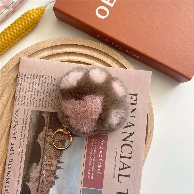 Cute Cartoon Cat Paw Fur Keychain Accessory