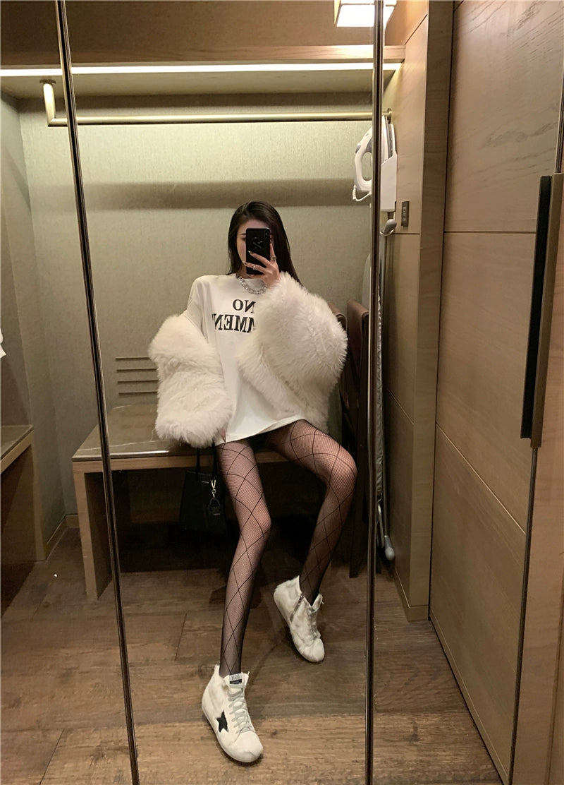 Sexy Black Rhombus Mesh Fishnet Stockings Pantyhose