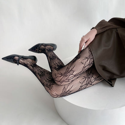 Sexy Floral Vintage Vine Hollow Lace Bottom Pantyhose Lolita Pantyhose