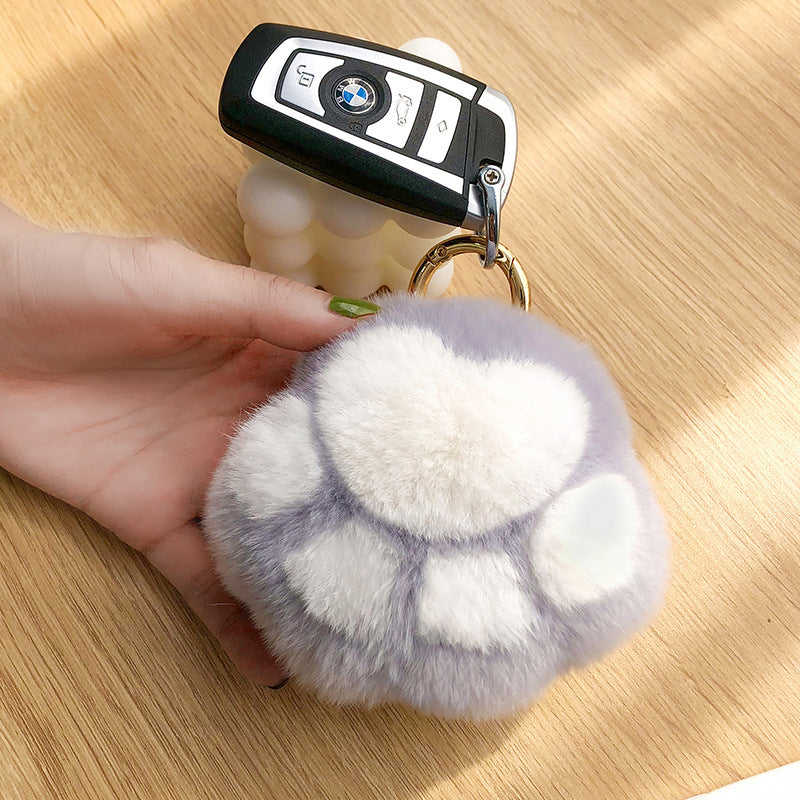 Cute Real Rabbit Fur Tiger Claw Keychain