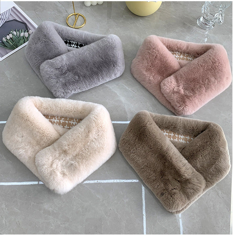 Double-Sided Real Rabbit Fur Scarf - Women's Winter Neck Warmer