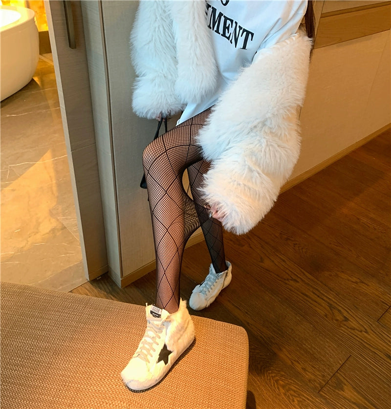 Sexy Black Rhombus Mesh Fishnet Stockings Pantyhose