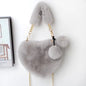 Fashionable Heart-Shaped Fuzzy Handbag - Tote Crossbody