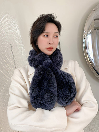 "Fashionable Real Rabbit Fur Scarf - Winter Accessory