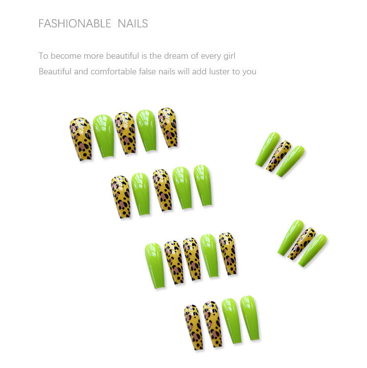 24-Piece Long Ballet Leopard Print Nail Tips