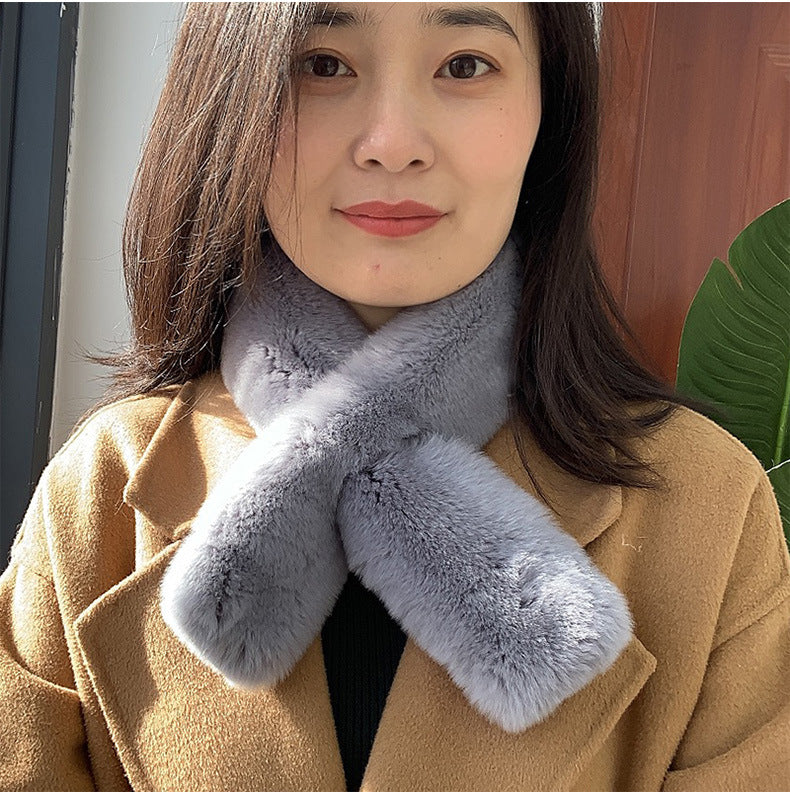 Double-Sided Real Rabbit Fur Scarf - Winter Warmth