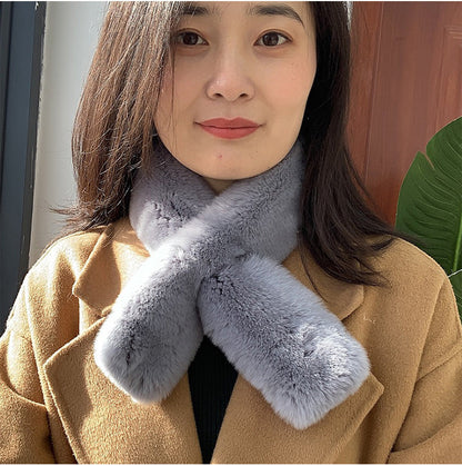 Double-Sided Real Rabbit Fur Scarf - Winter Warmth