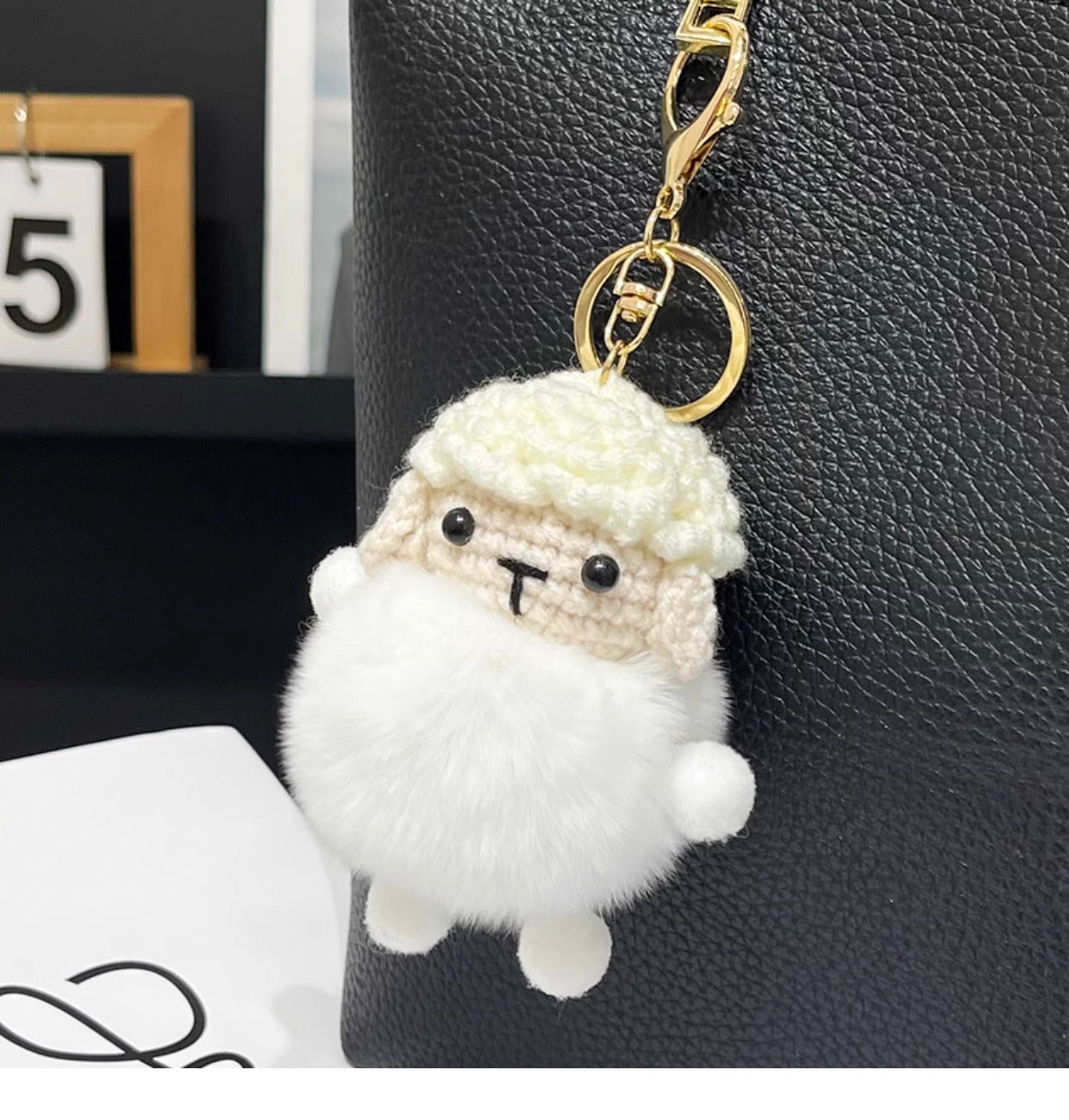 Cute Real Rabbit Fur Lamb Keychain - Backpack Accessory