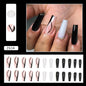 Sweet Edgy Black-White Wave Fall Nails, 24-Piece Ins-Style Set"