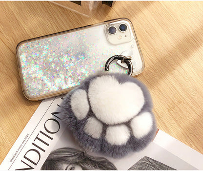 Cute Real Rabbit Fur Kitty Paw Keychain Toy